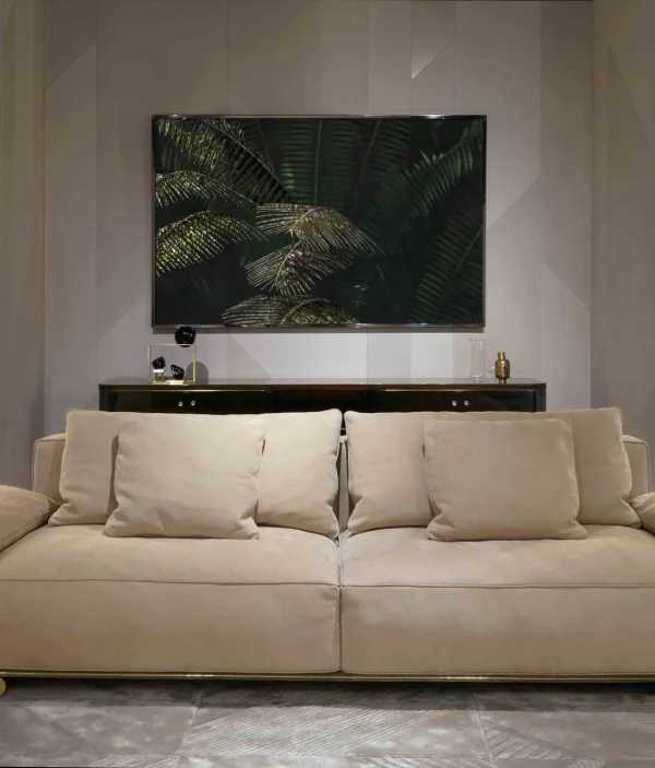 Custom Design Couch, Luxury Suede Organic Curved Sofa-4