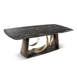 Custom Design Dining Table, Bespoke Marble Top & Wing Base-2