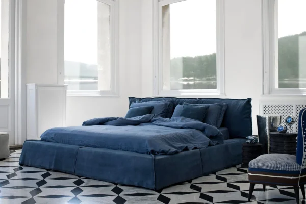 Cama de Muebles a Medida, Moderna Cama Acanalada Tapizada de Lujo-3