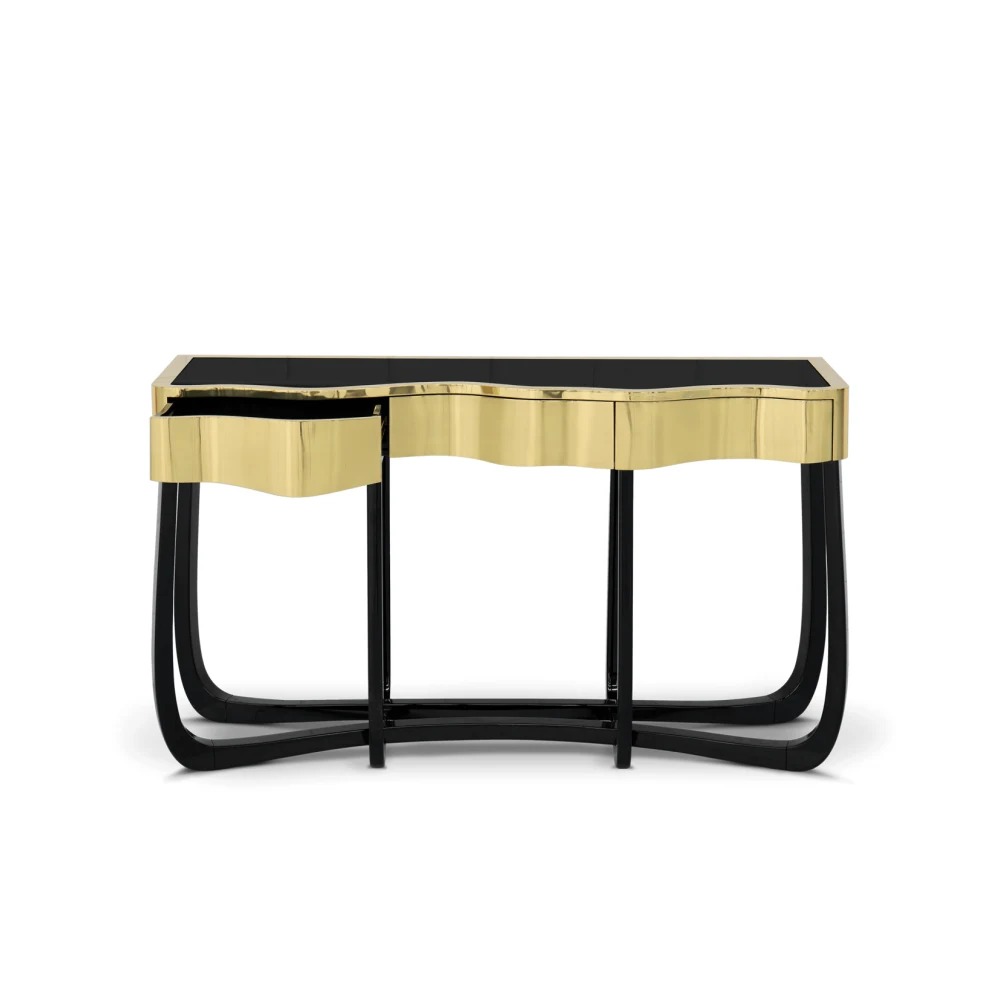 Custom Made Console Table, Sinuous Curved Wood Design