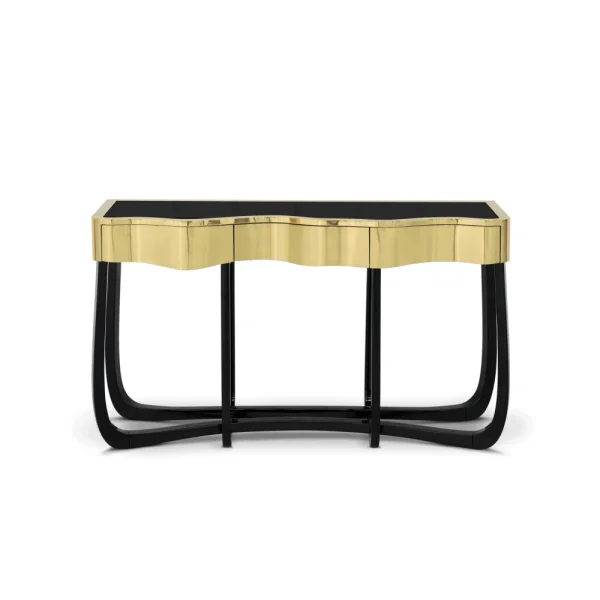 Custom Made Console Table, Sinuous Curved Wood Design