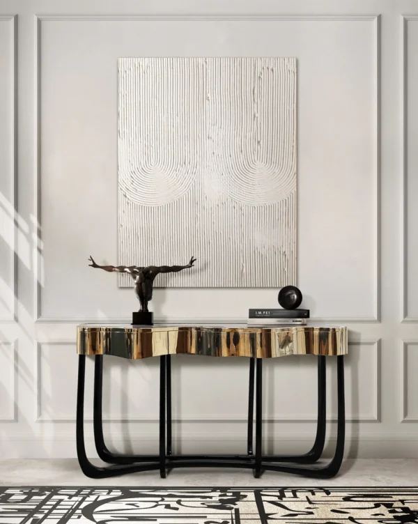 Custom Made Console Table, Sinuous Curved Wood Design