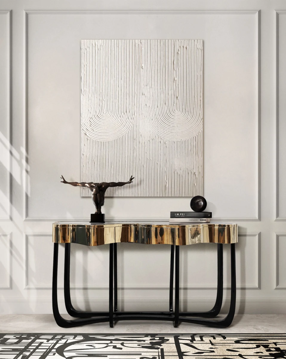 Custom Made Console Table, Sinuous Curved Wood Design