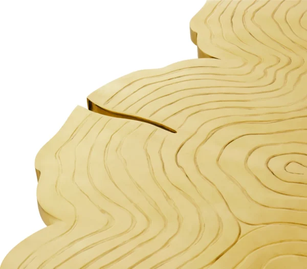 Custom Made Dining Table, Artisanal Golden & Wood Texture-2