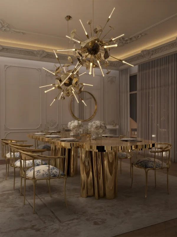 Custom Made Dining Table, Artisanal Golden & Wood Texture-6