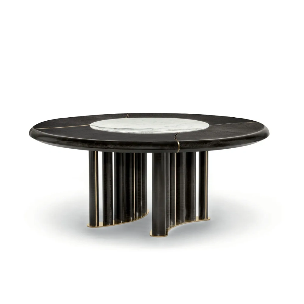 Custom Round Dining Room Tables with Fluted Base Design