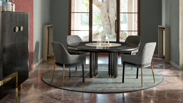 Custom Round Dining Room Tables with Fluted Base Design