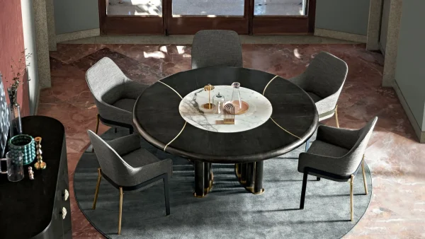 Custom Round Dining Room Tables with Fluted Base Design