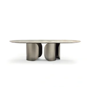 Custom Round Dining Tables, Bespoke Metal Base & Marble Top -1