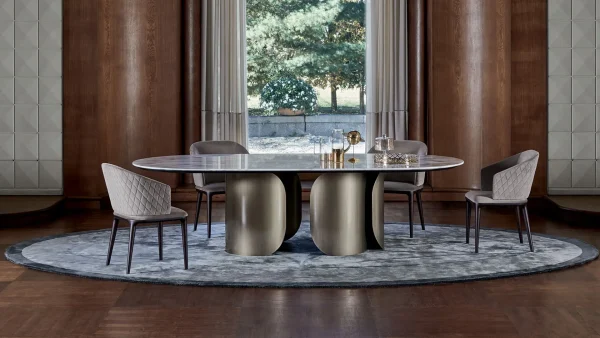 Custom Round Dining Tables, Bespoke Metal Base & Marble Top