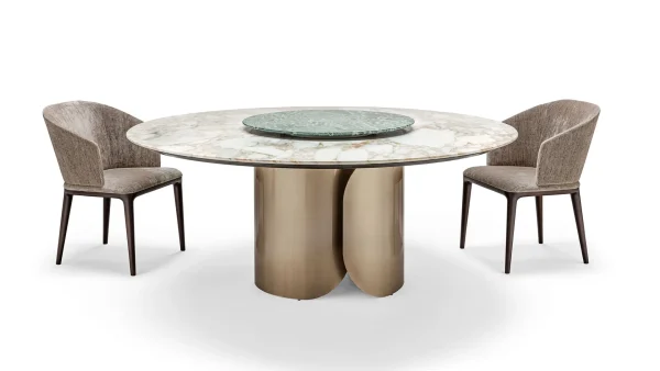 Custom Round Dining Tables, Bespoke Metal Base & Marble Top