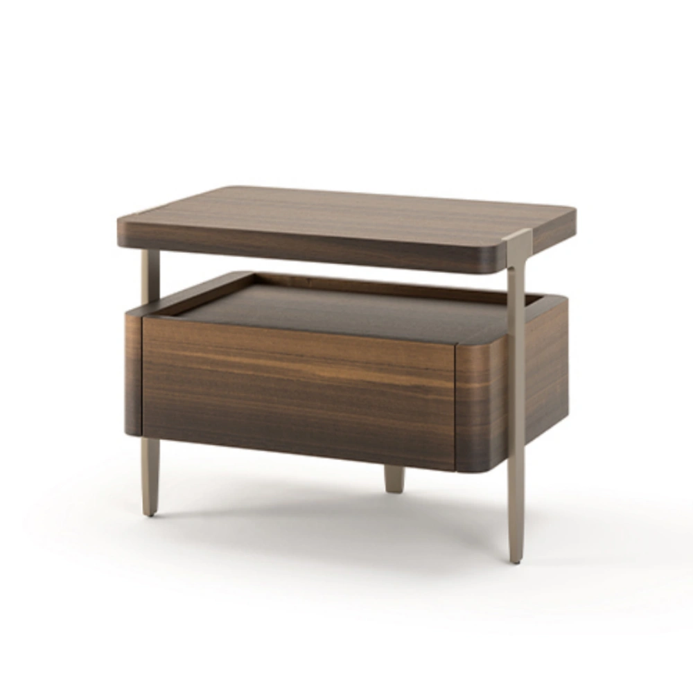 Mesillas de noche de madera a medida, Mesillas de noche modernas de nogal-1