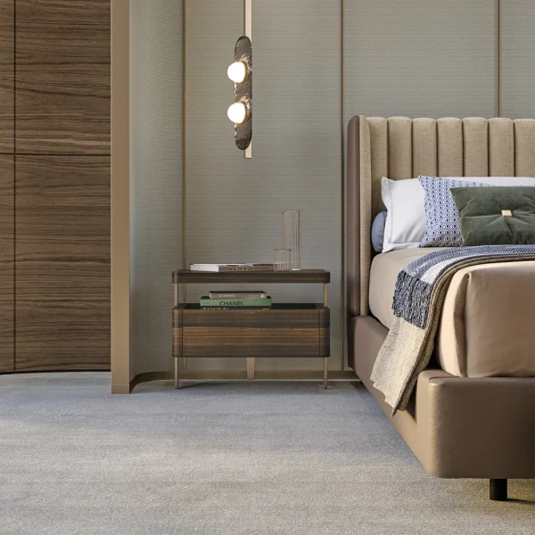 Mesillas de noche de madera a medida, Mesillas de noche modernas de nogal-3