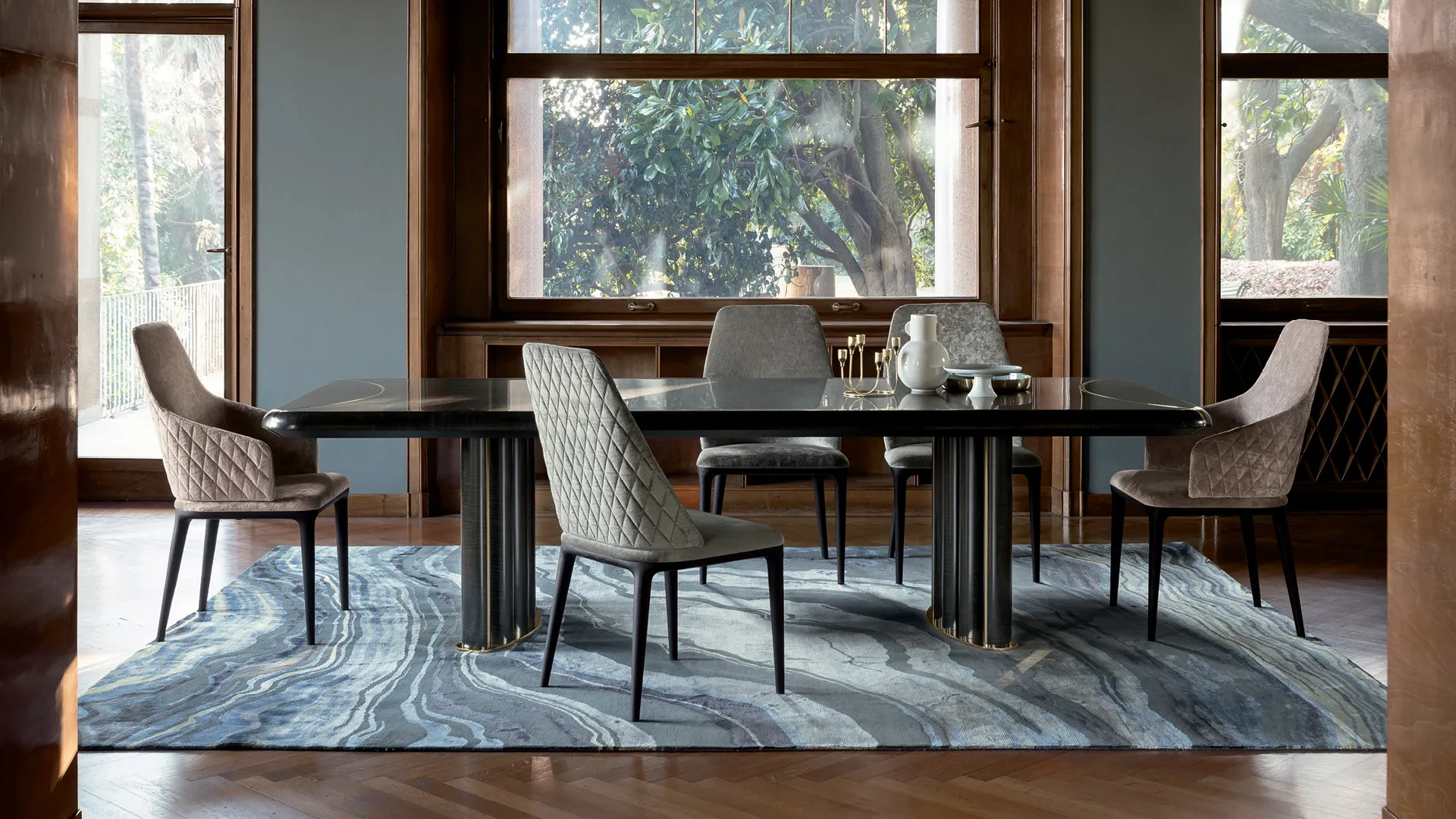 Custom Wooden Dining Table, Bespoke Fluted Pedestal Design