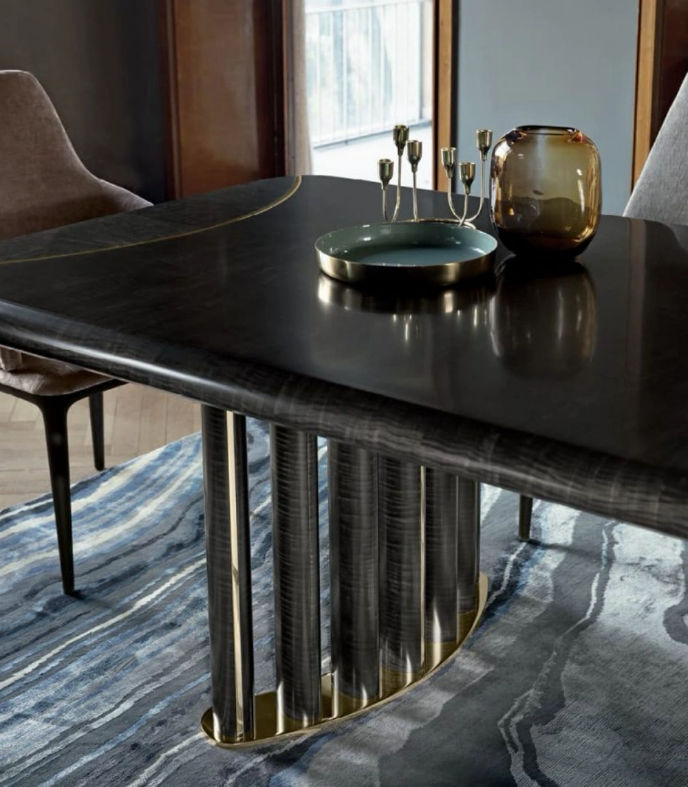 Custom Wooden Dining Table, Bespoke Fluted Pedestal Design