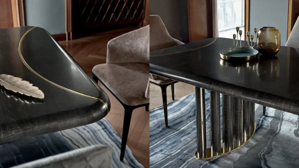 Custom Wooden Dining Table, Bespoke Fluted Pedestal Design