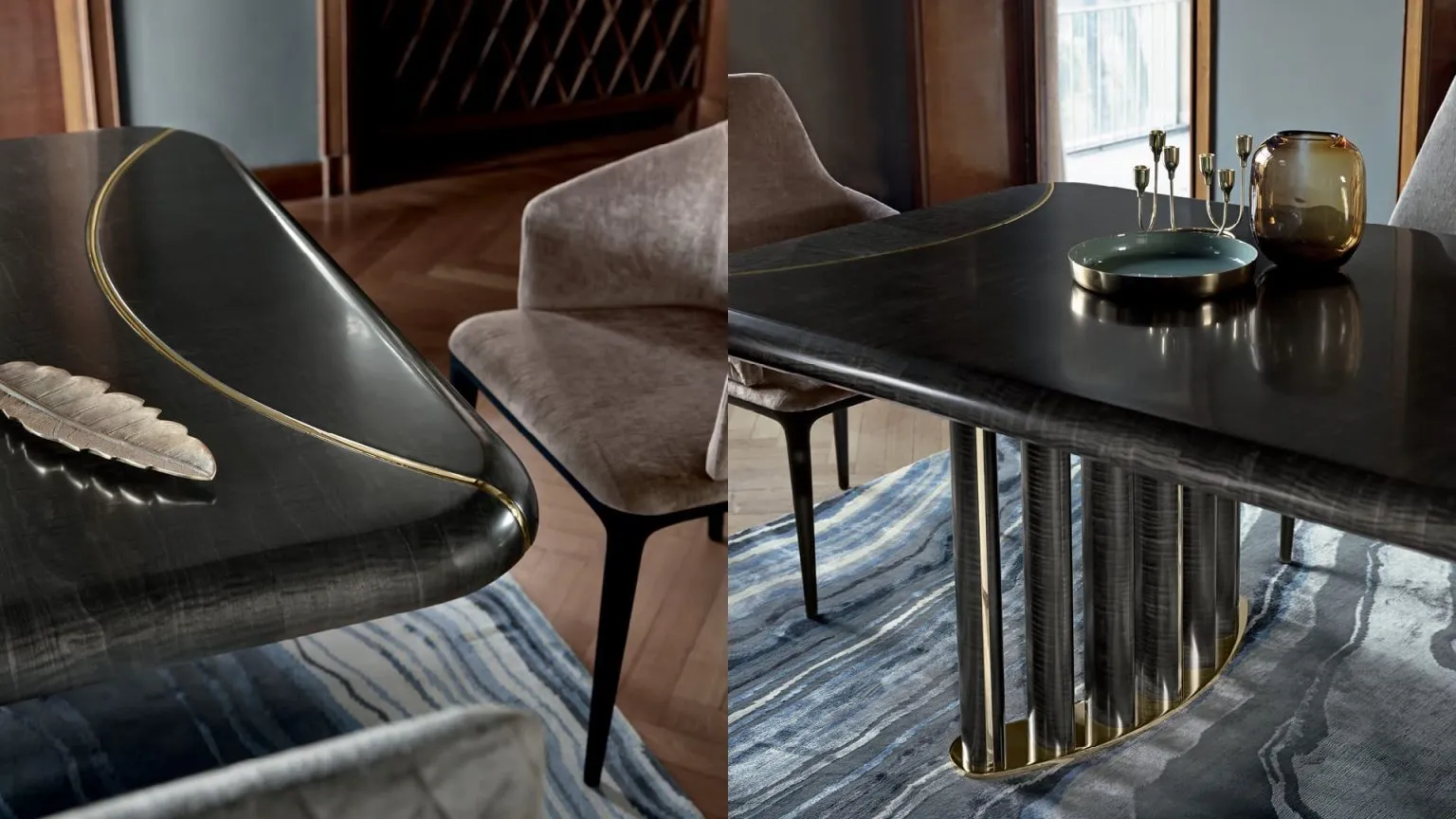 Custom Wooden Dining Table, Bespoke Fluted Pedestal Design