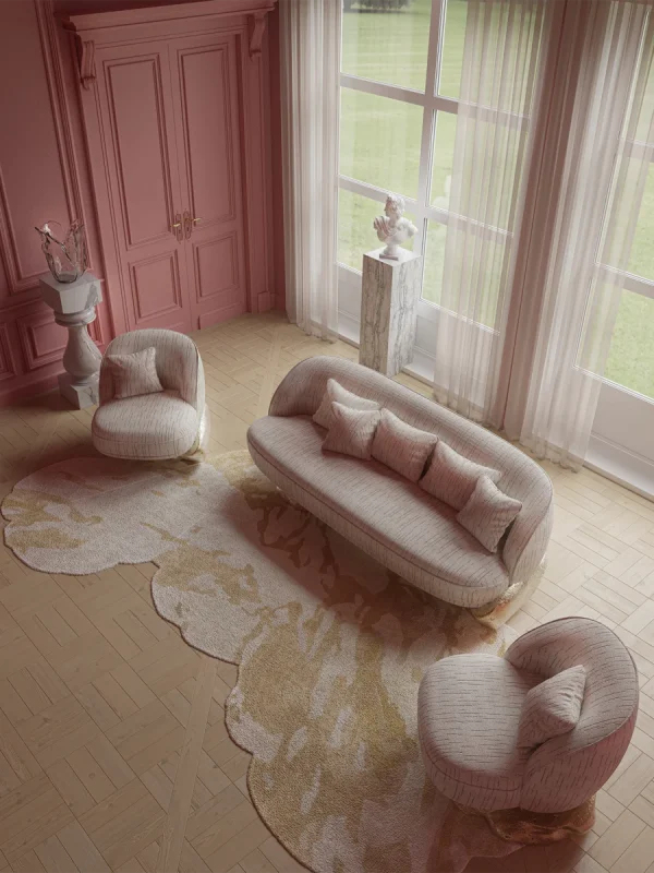 Luxury Bespoke Sofa Furniture with Gold Nugget Base Design-3