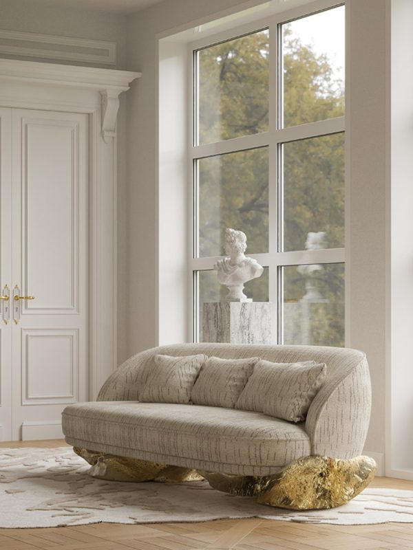 Luxury Bespoke Sofa Furniture with Gold Nugget Base Design-5