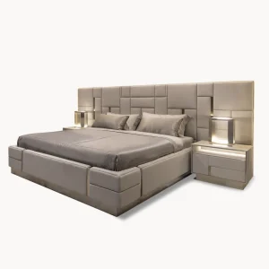 Luxury Custom Built King Bed, Ultra-Wide Headboard Bed Set-1