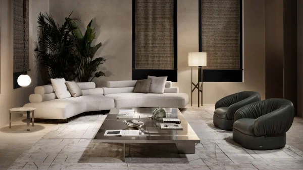 Luxury Custom Curved Sofa, Modern Half-Moon Bouclé Couch-5