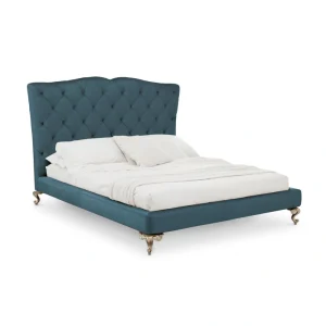 Luxury Custom Made Bed, Chesterfield Velvet Sleigh Design-1