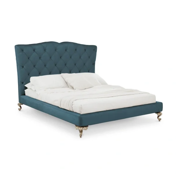 Luxury Custom Made Bed, Chesterfield Velvet Sleigh Design-1