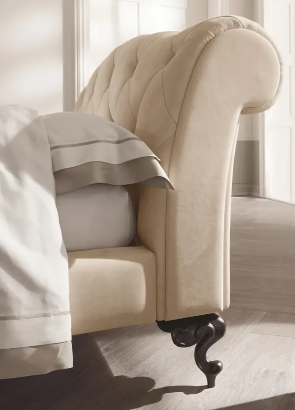 Luxury Custom Made Bed, Chesterfield Velvet Sleigh Design-3