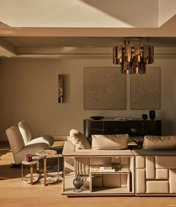 Sofás de lujo hechos a medida, de cuero de diseño modular seccional-4