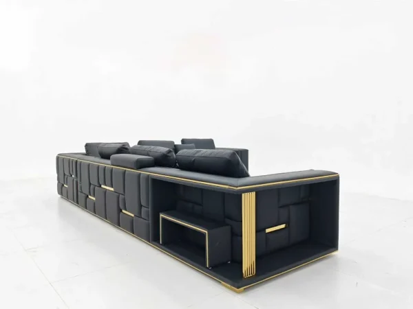 Sofás de lujo hechos a medida, cuero de diseño modular seccional-7