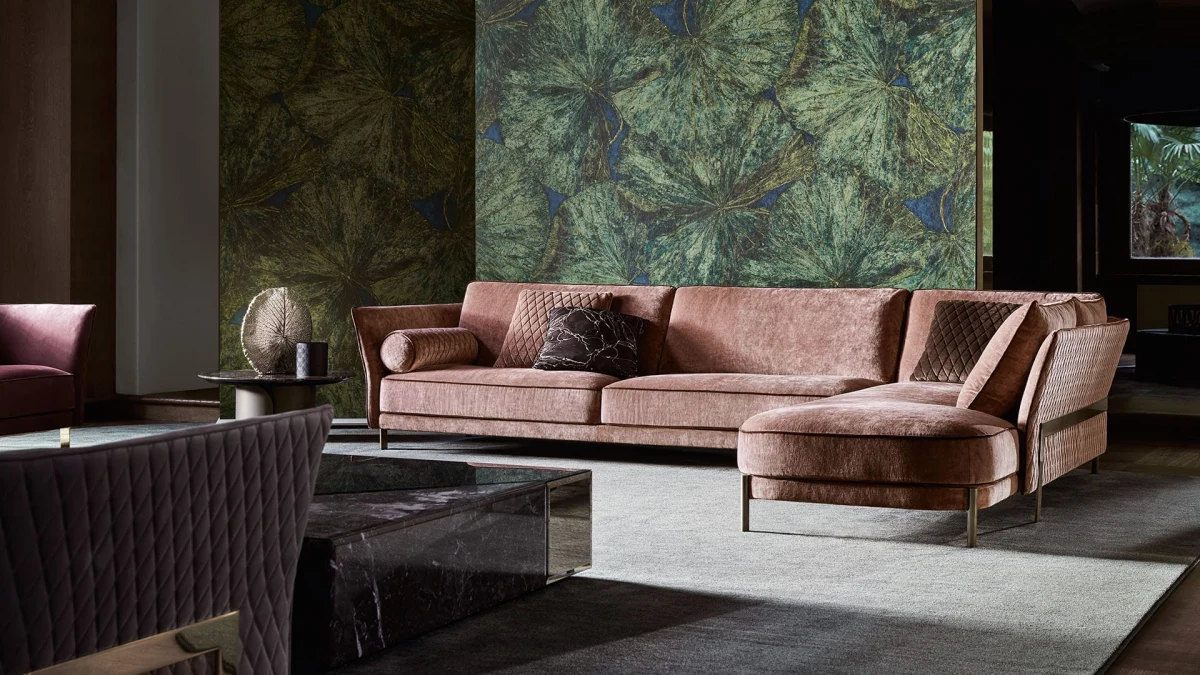 Luxury Custom Upholstery Sofa, Pink Velvet Tufted Couch-1