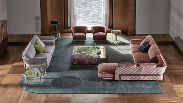 Luxury Custom Upholstery Sofa, Pink Velvet Tufted Couch-2