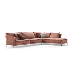 Luxury Custom Upholstery Sofa, Pink Velvet Tufted Couch-3
