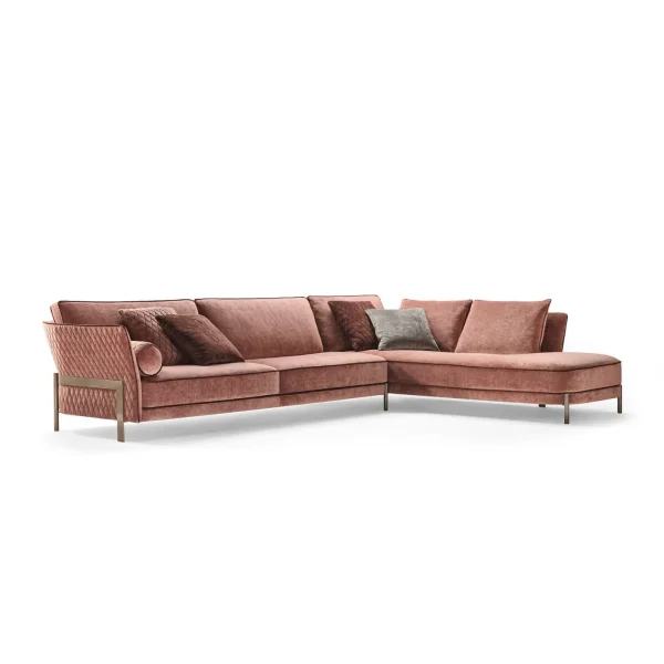 Luxury Custom Upholstery Sofa, Pink Velvet Tufted Couch-3