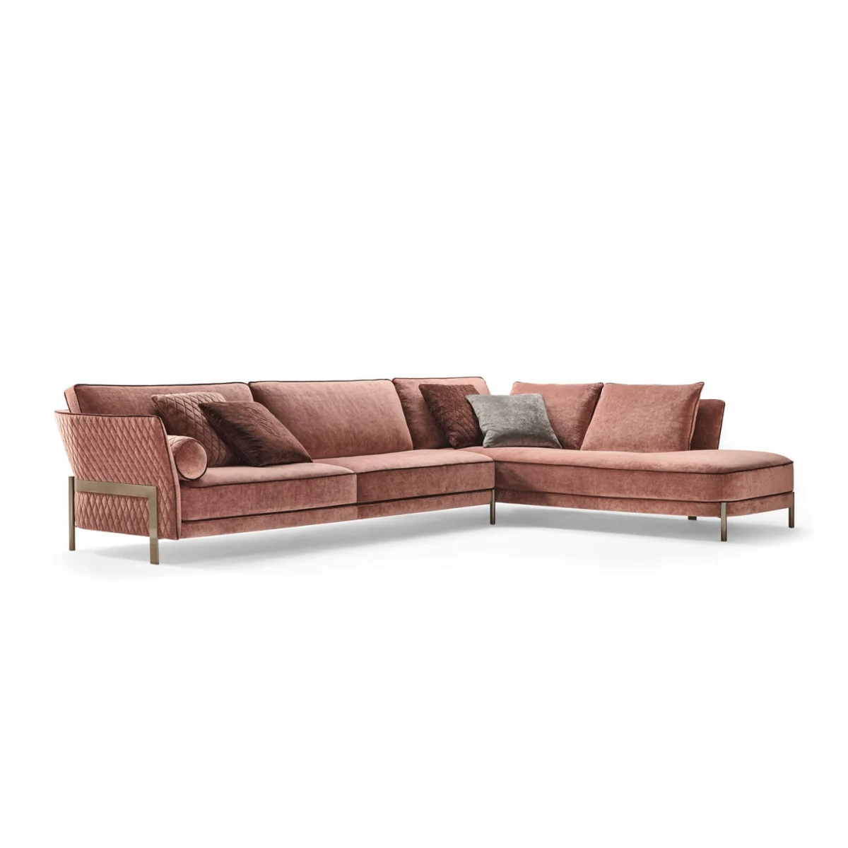 Luxury Custom Upholstery Sofa, Pink Velvet Tufted Couch-3