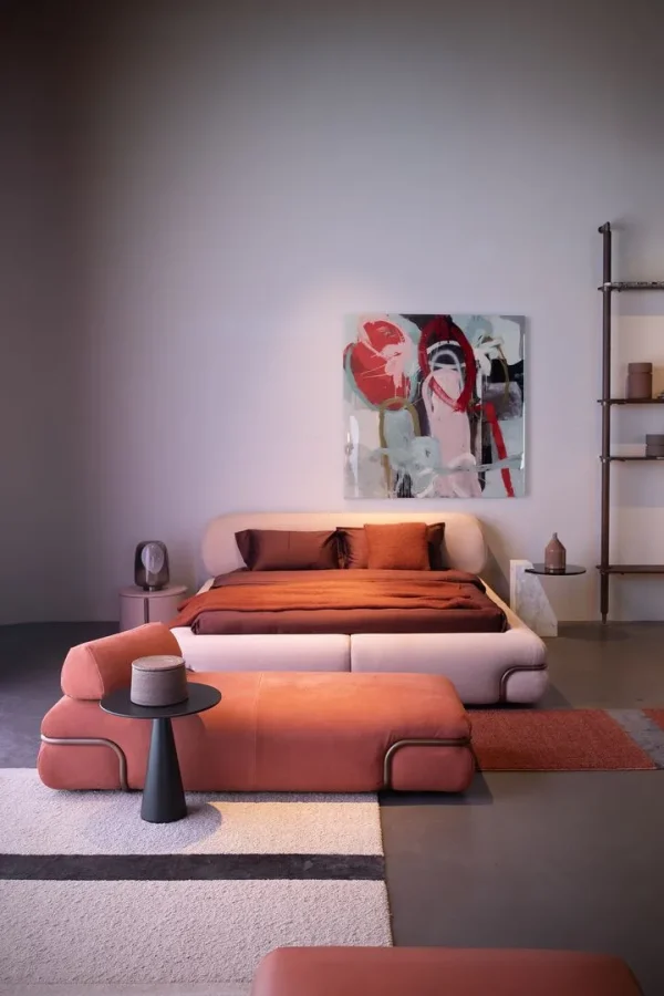 Luxury Custom Velvet Bed, Retro Curved Frame Platform Bed-3