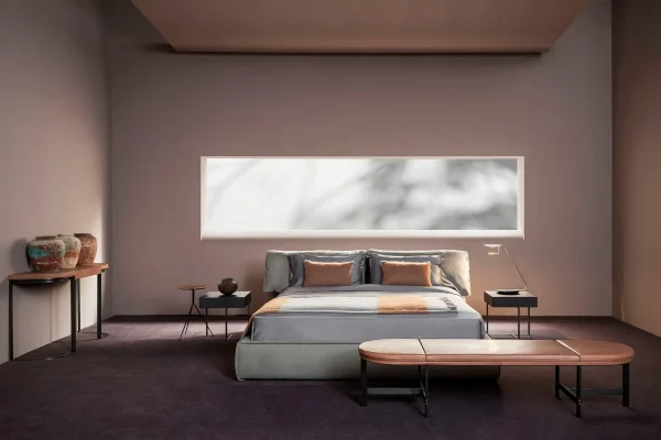 Cama moderna de diseño personalizado, cama tapizada de rejilla geométrica-2