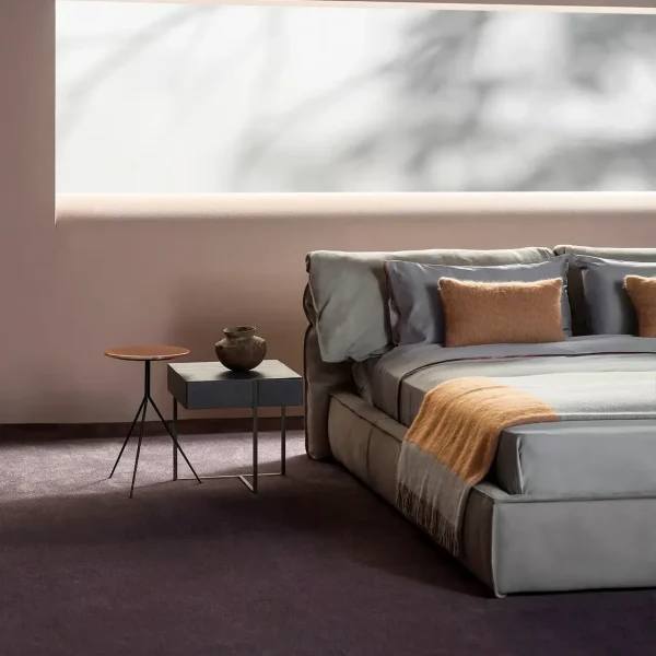 Cama moderna de diseño personalizado, cama tapizada de rejilla geométrica-3