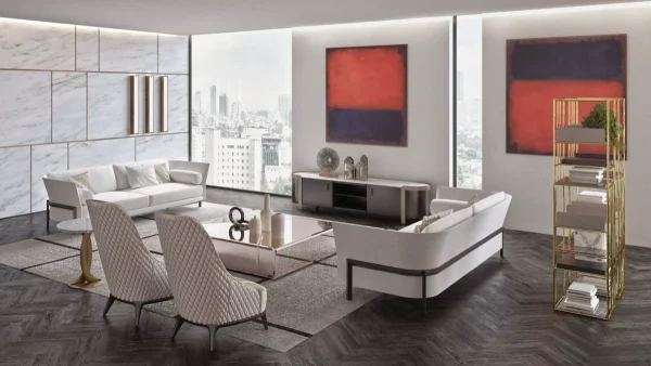 Modern Custom Order Sofa, Velvet Tufted Sectional Couch-3