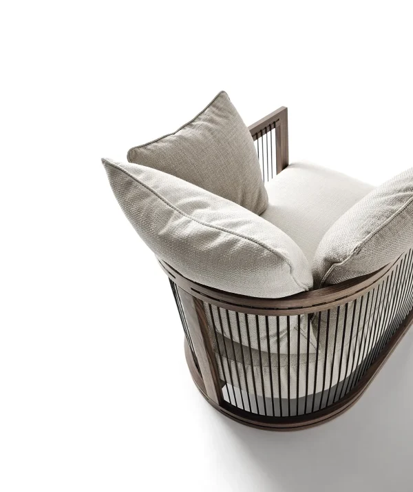 Refined Custom Accent Chair with Modern Slatted Wood Design-1
