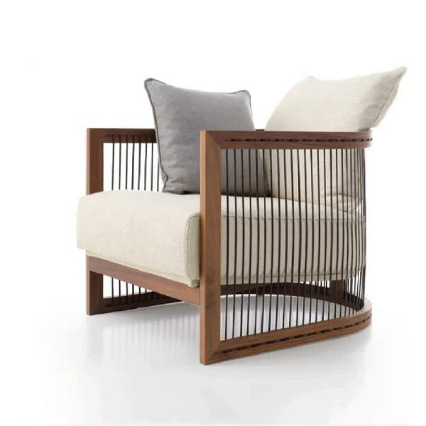 Refined Custom Accent Chair with Modern Slatted Wood Design-2