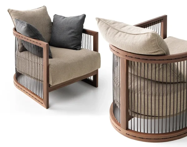 Refined Custom Accent Chair with Modern Slatted Wood Design-4