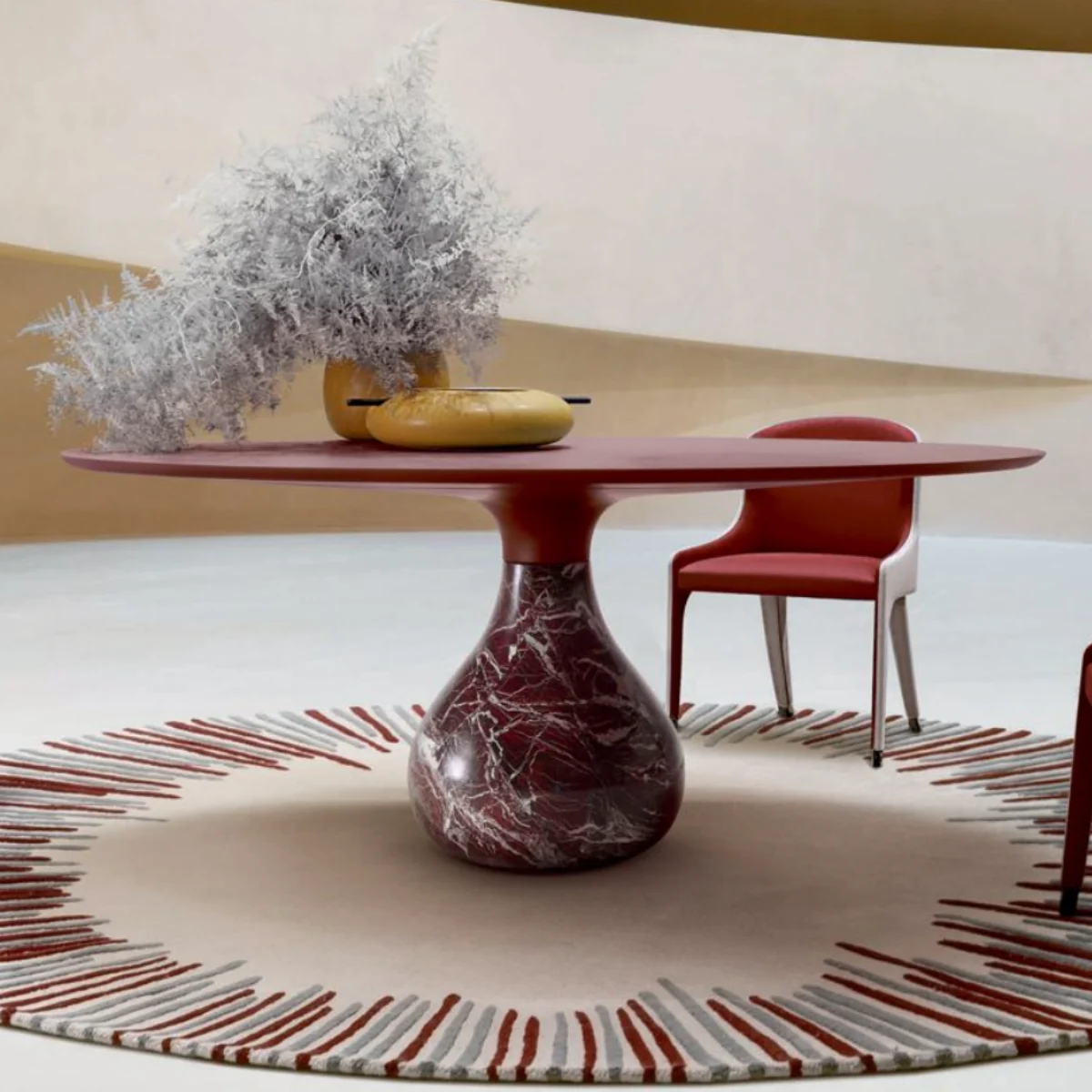 Round Custom Made Dining Tables with Grand Stone Base