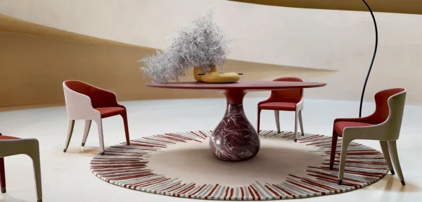 Round Custom Made Dining Tables with Grand Stone Base