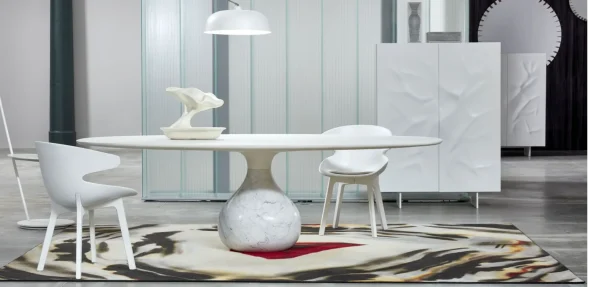 Round Custom Made Dining Tables with Grand Stone Base