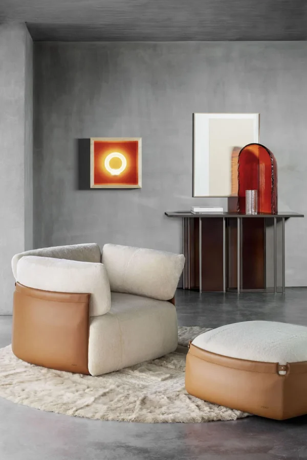 Bespoke Accent Chair, Luxury Shearling & Leather Armchair