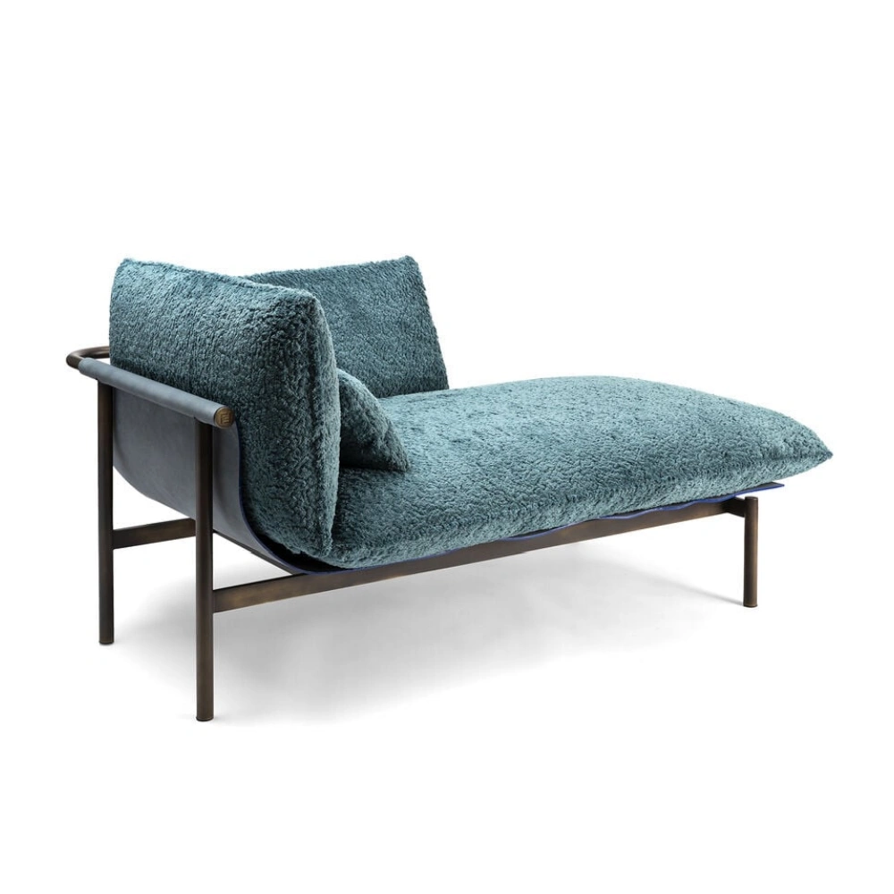 Bespoke Chaise Lounge, Luxury Bouclé Teal Daybed Design