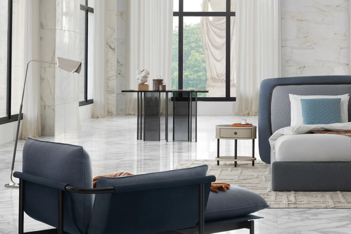 Bespoke Chaise Lounge, Luxury Bouclé Teal Daybed Design