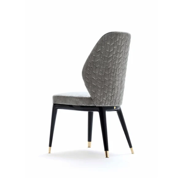 Bespoke Gray Dining Chairs, Quilted with Gold-Tipped Legs