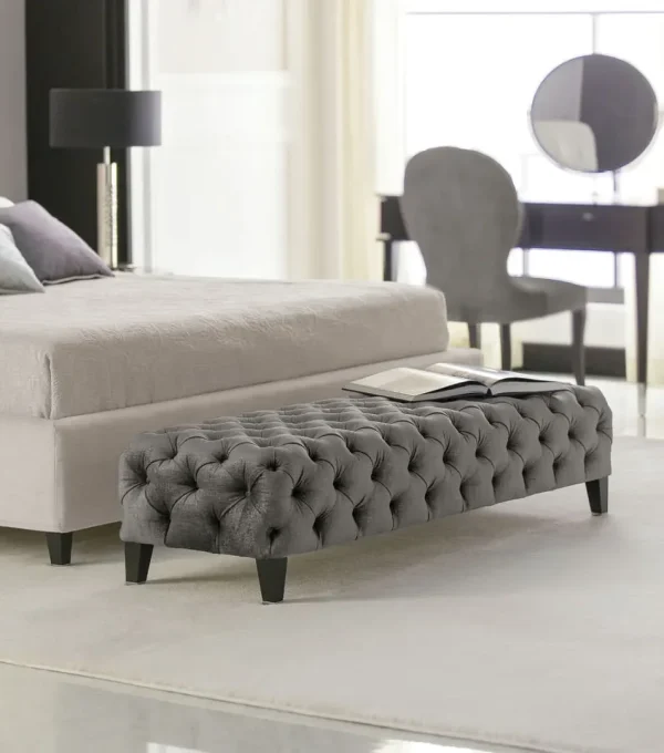 定制奢华卧室长椅，簇绒长椅，带镍饰细节